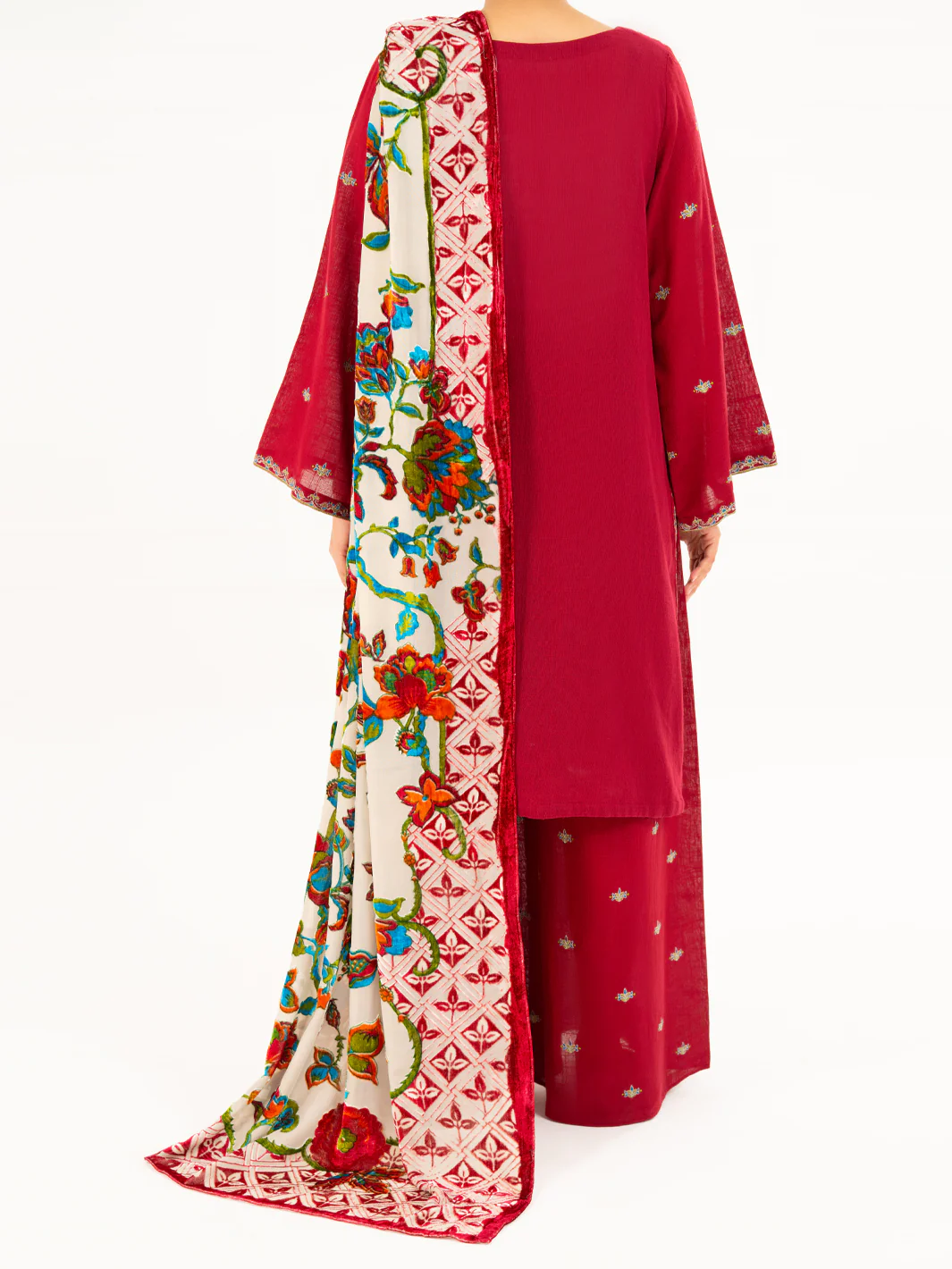 Maroon Crosshatch 3Pc Stitched - AWP-3PS-710 - Image 2