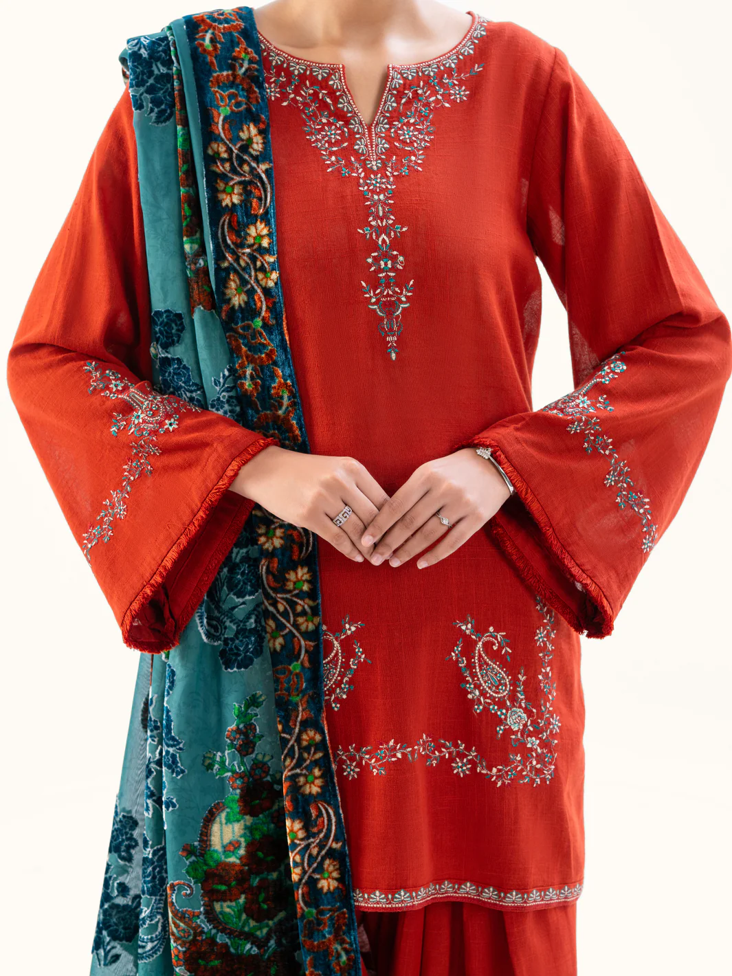 Orange Crosshatch 3Pc Stitched - AWP-3PS-711 - Image 4