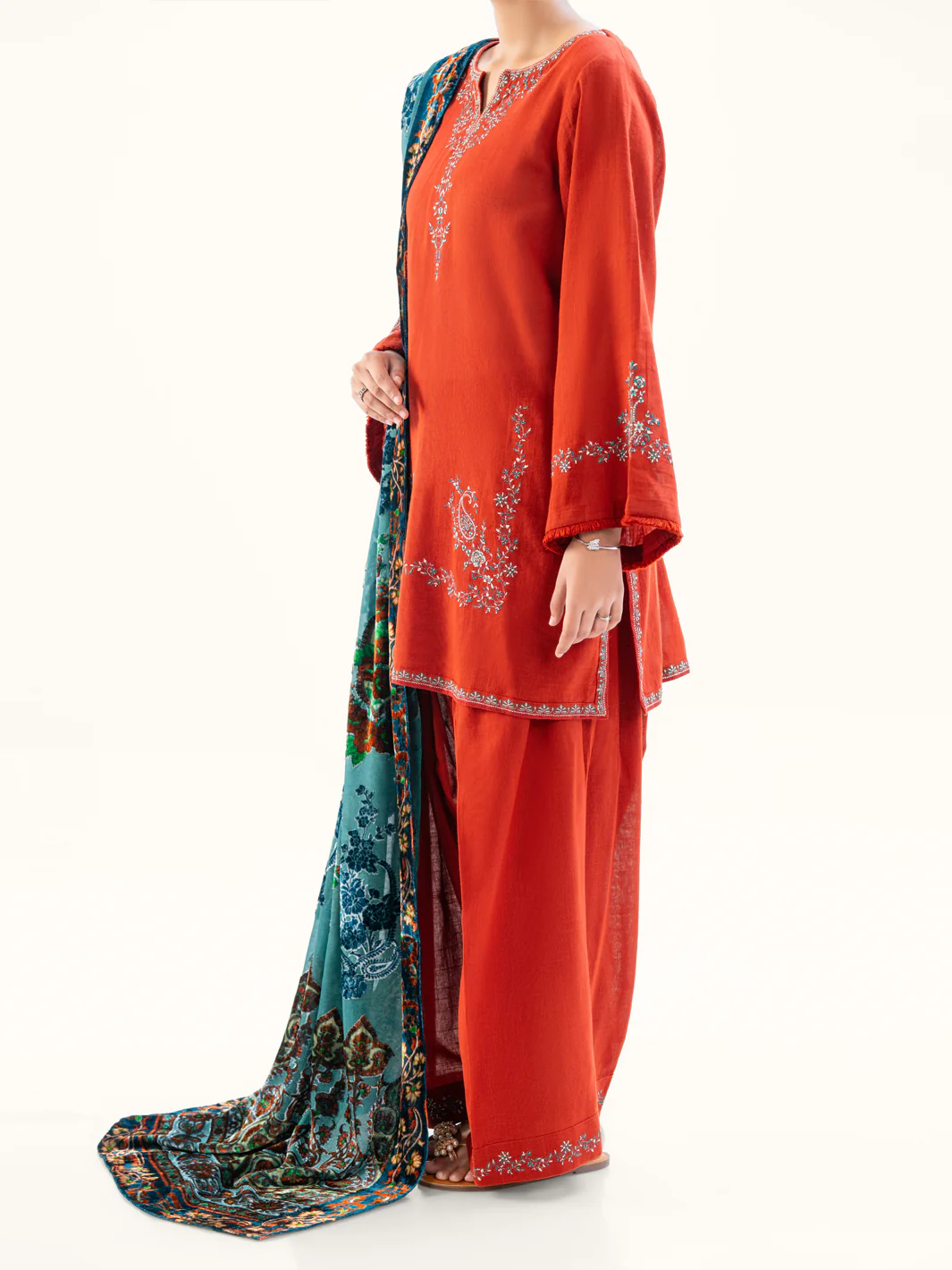 Orange Crosshatch 3Pc Stitched - AWP-3PS-711 - Image 5