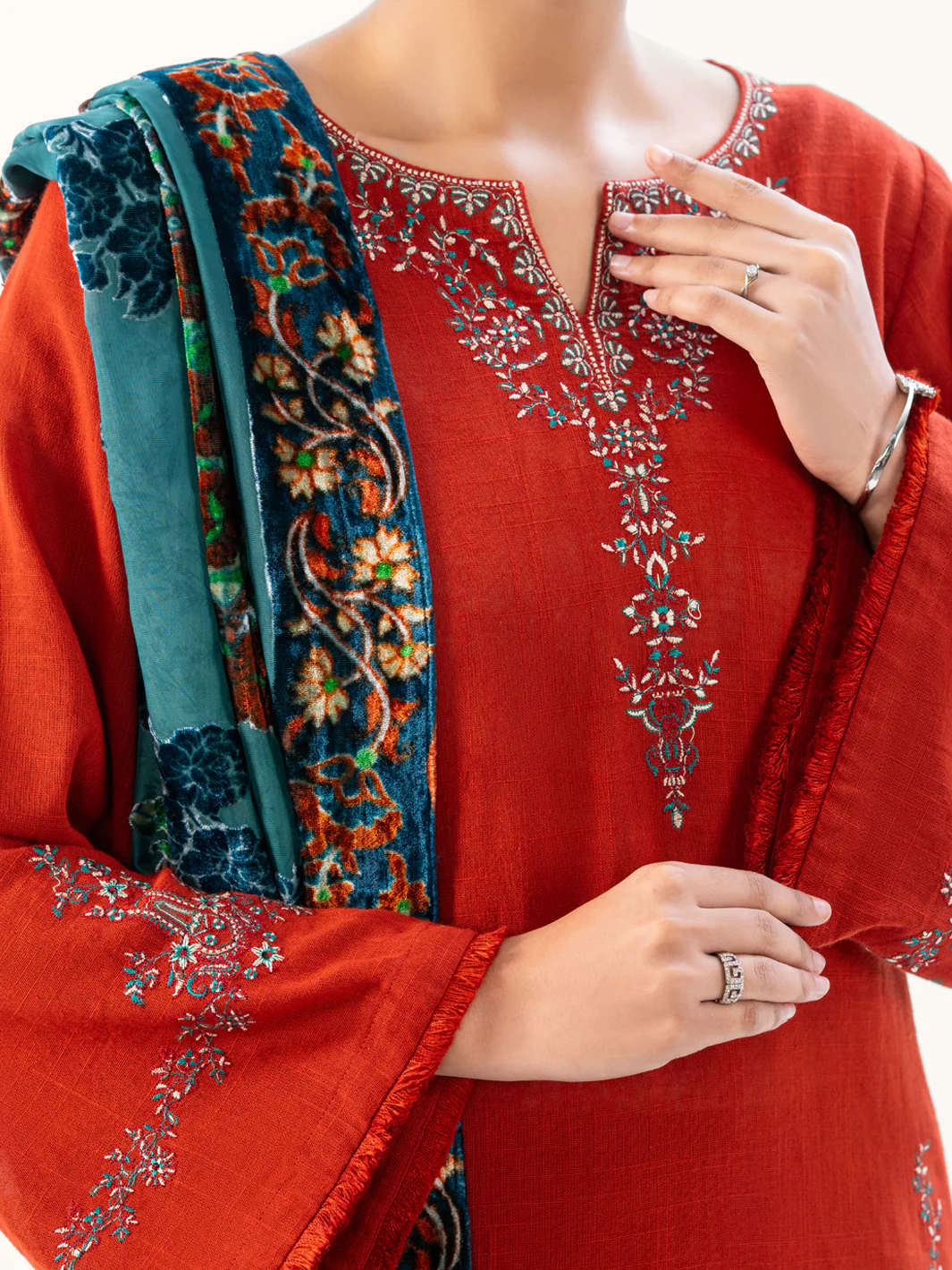 Orange Crosshatch 3Pc Stitched - AWP-3PS-711 - Image 6
