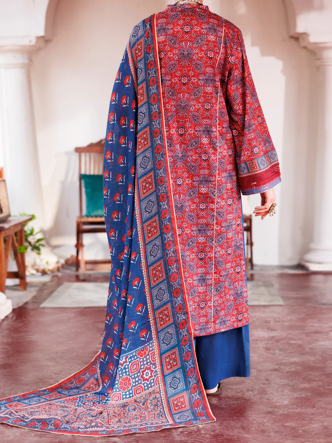 Maroon Cambric 3Pc Unstitched - AWP-3PS-737B - Image 2