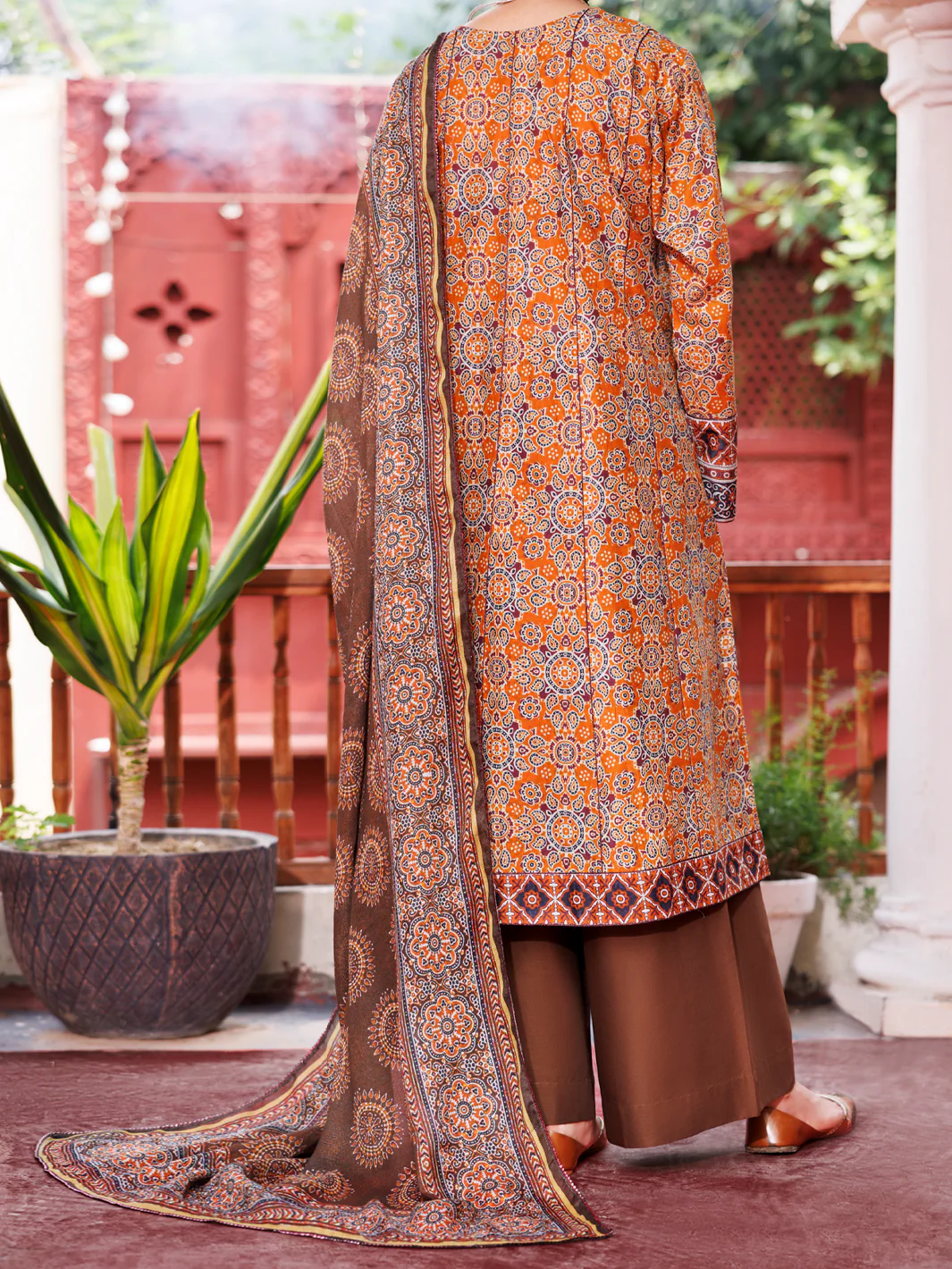 Brown Cambric 3Pc Stitched - AWP-3PS-739A - Image 2