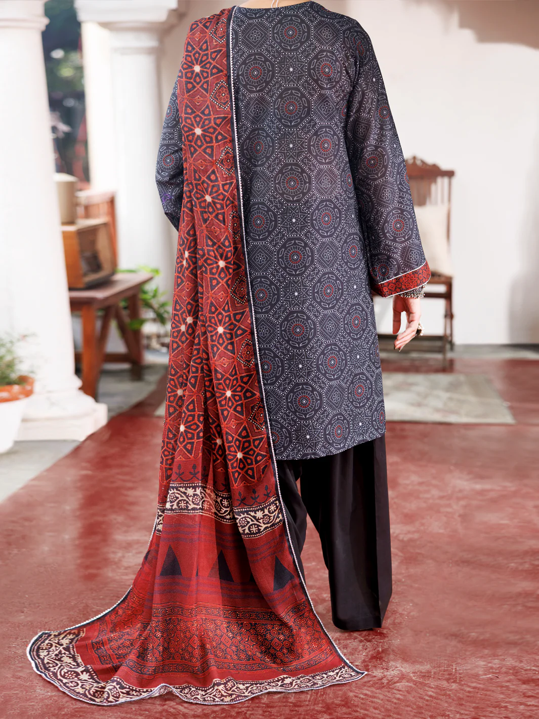 Black Cambric 3Pc Stitched - AWP-3PS-740A - Image 2