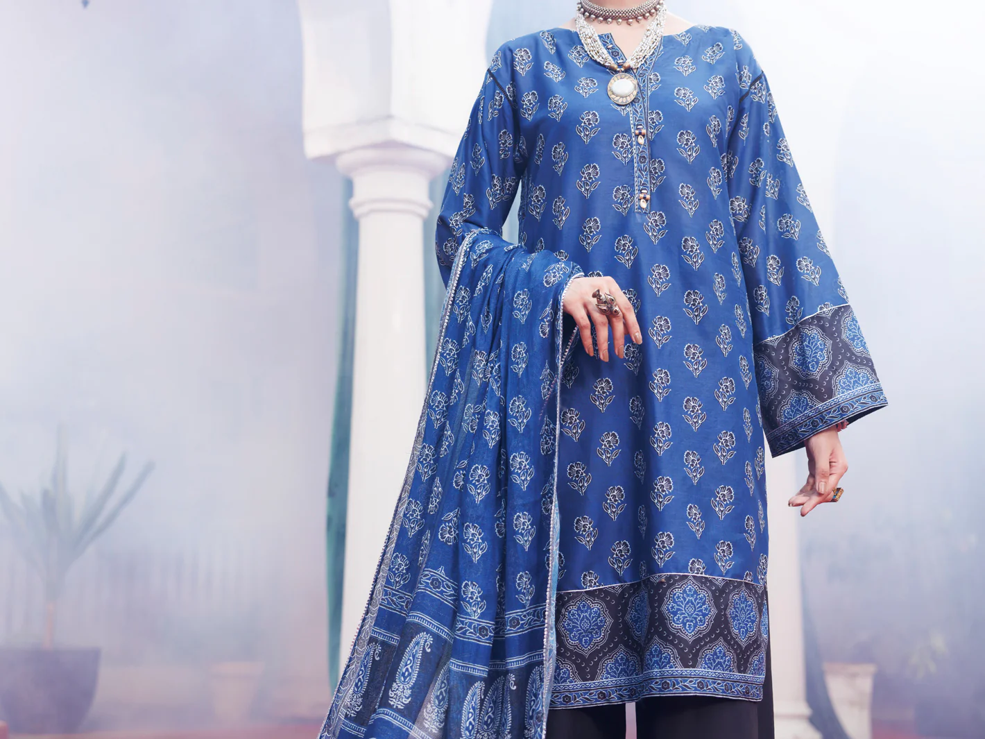 Blue Cambric 3Pc Stitched - AWP-3PS-741A - Image 4