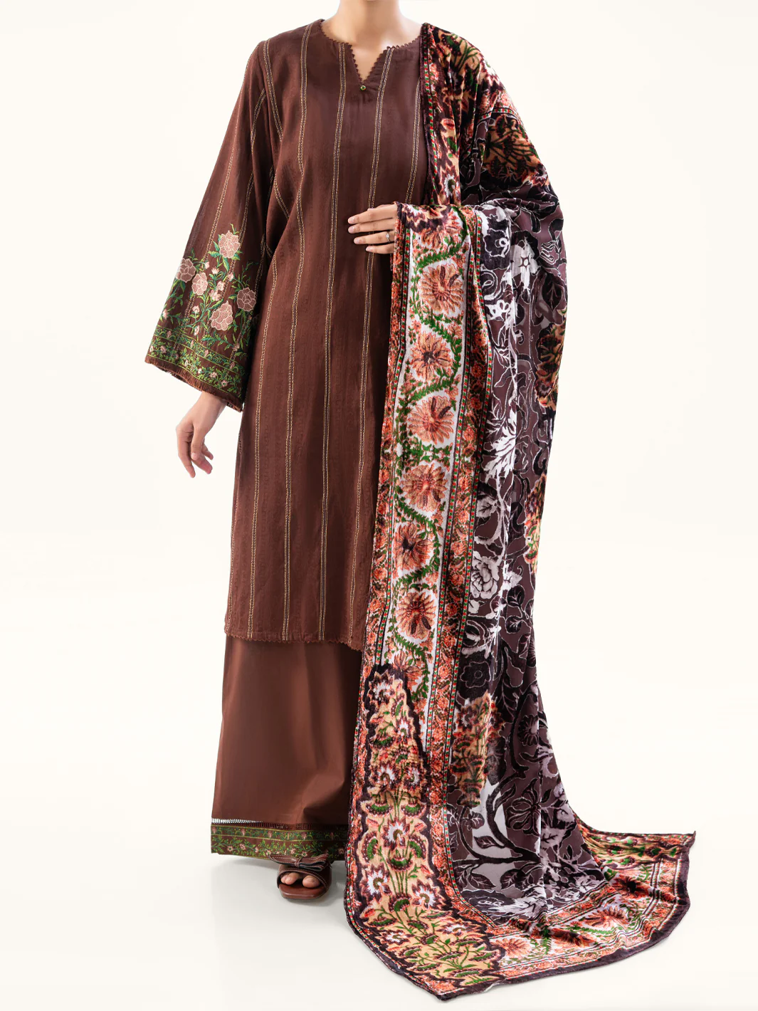 Brown Dobby 3Pc Stitched - AWP-3PS-746 - Image 5