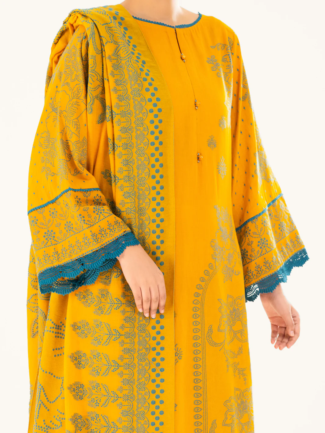Yellow Jacquard 3Pc Stitched - AWP-3PS-749 - Image 7