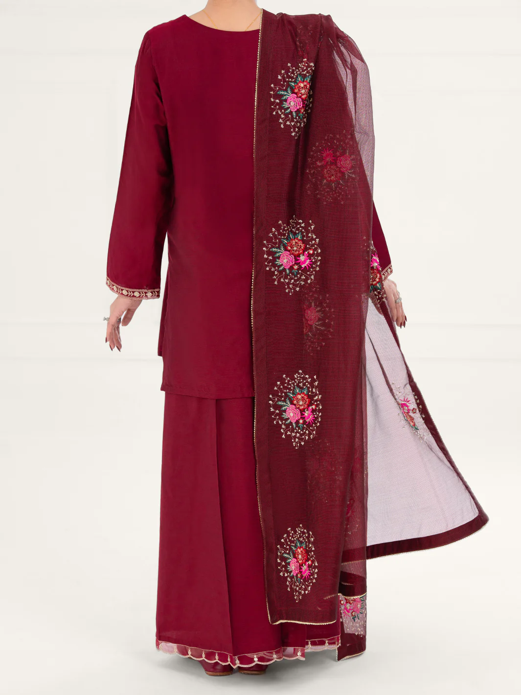 Maroon Yarn Dyed 3Pc Stitched - AWP-3PS-759 - Image 5