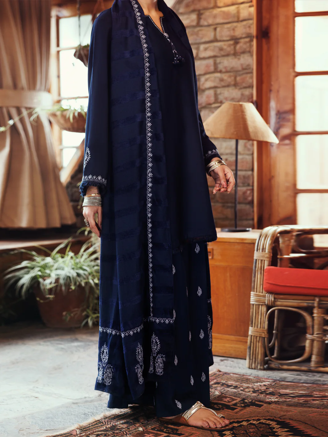 Blue Viscose Karandi Dyed 3Pc Stitched - AWP-3PS-762 - Image 4