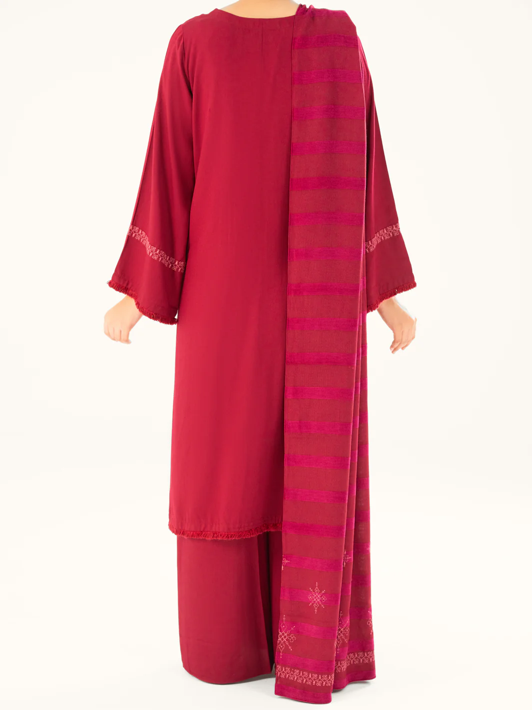Maroon Viscose Karandi Dyed 3Pc Stitched - AWP-3PS-763 - Image 2