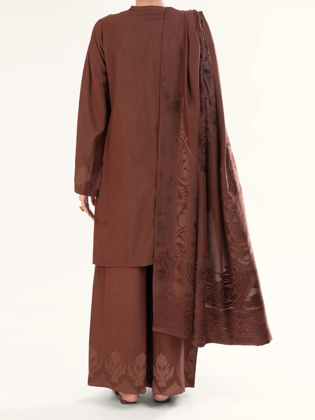 Brown Velvet Stripe 3Pc Stitched - AWP-3PS-764 - Image 2