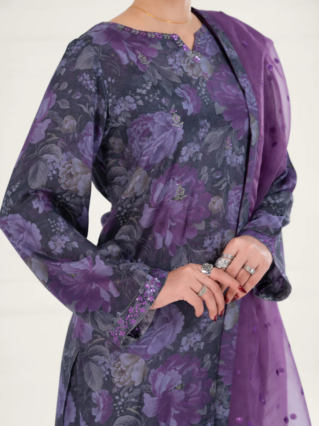 Purple Viscose 3Pc Stitched - AWP-3PS-779 - Image 6