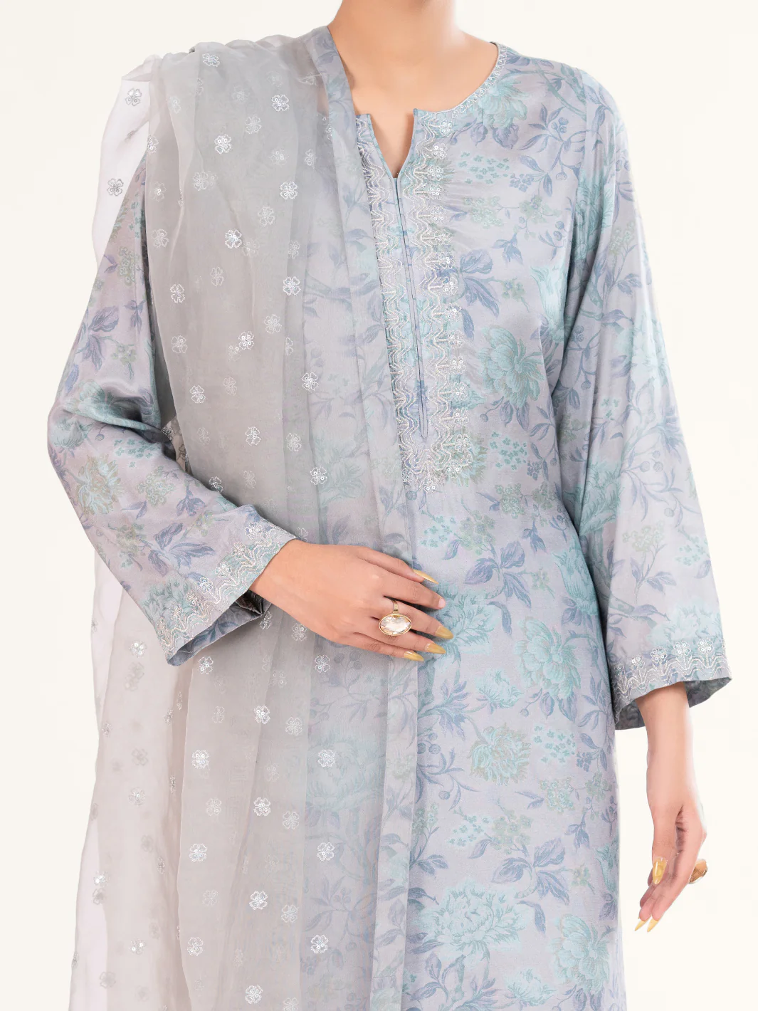 Grey Viscose 3Pc Stitched - AWP-3PS-781 - Image 3
