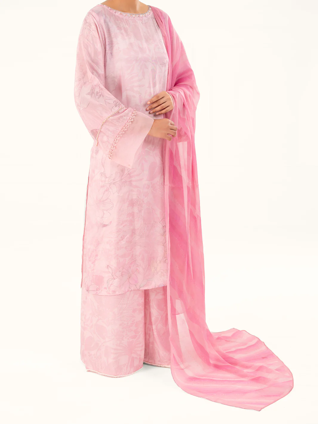 Light Pink Thai Silk 3Pc Stitched - AWP-3PS-784 - Image 7