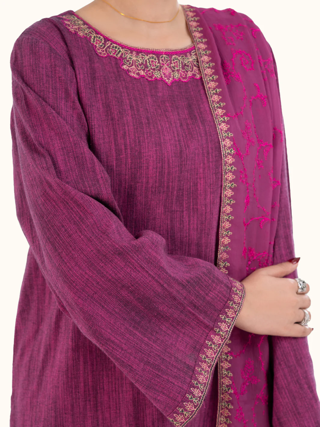 Purple Yarn Dyed 3Pc Stitched - AWP-3PS-785 - Image 3