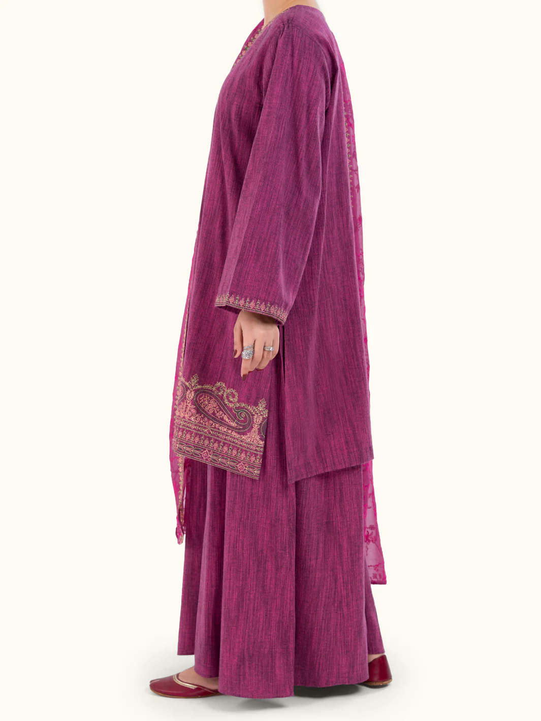 Purple Yarn Dyed 3Pc Stitched - AWP-3PS-785 - Image 4