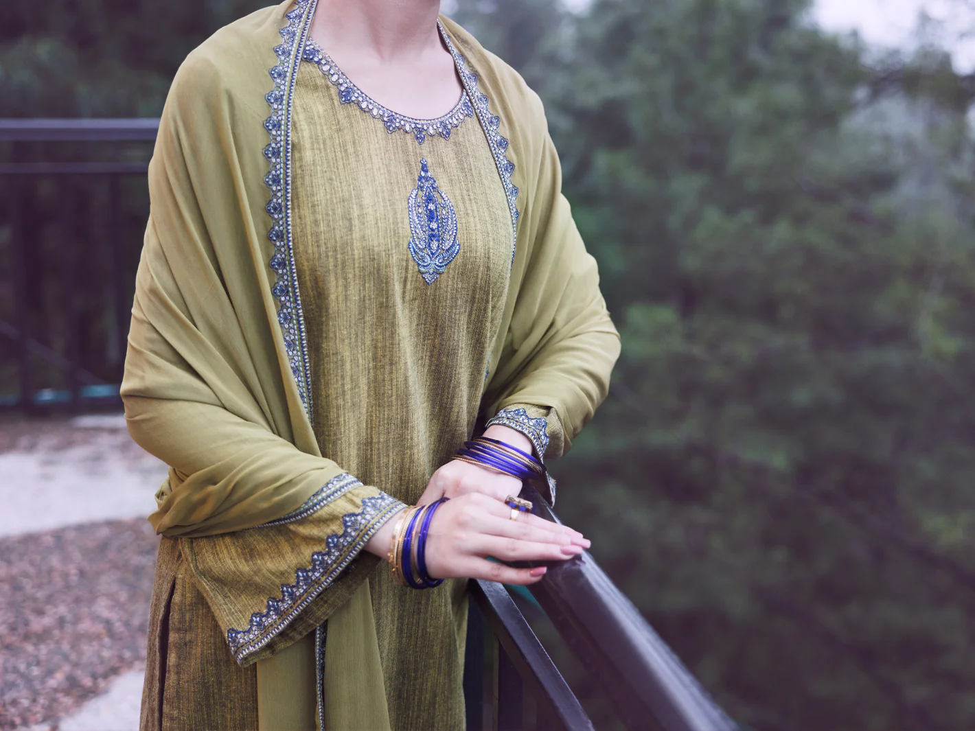Mehndi Green Yarn Dyed 3Pc Stitched - AWP-3PS-786 - Image 3