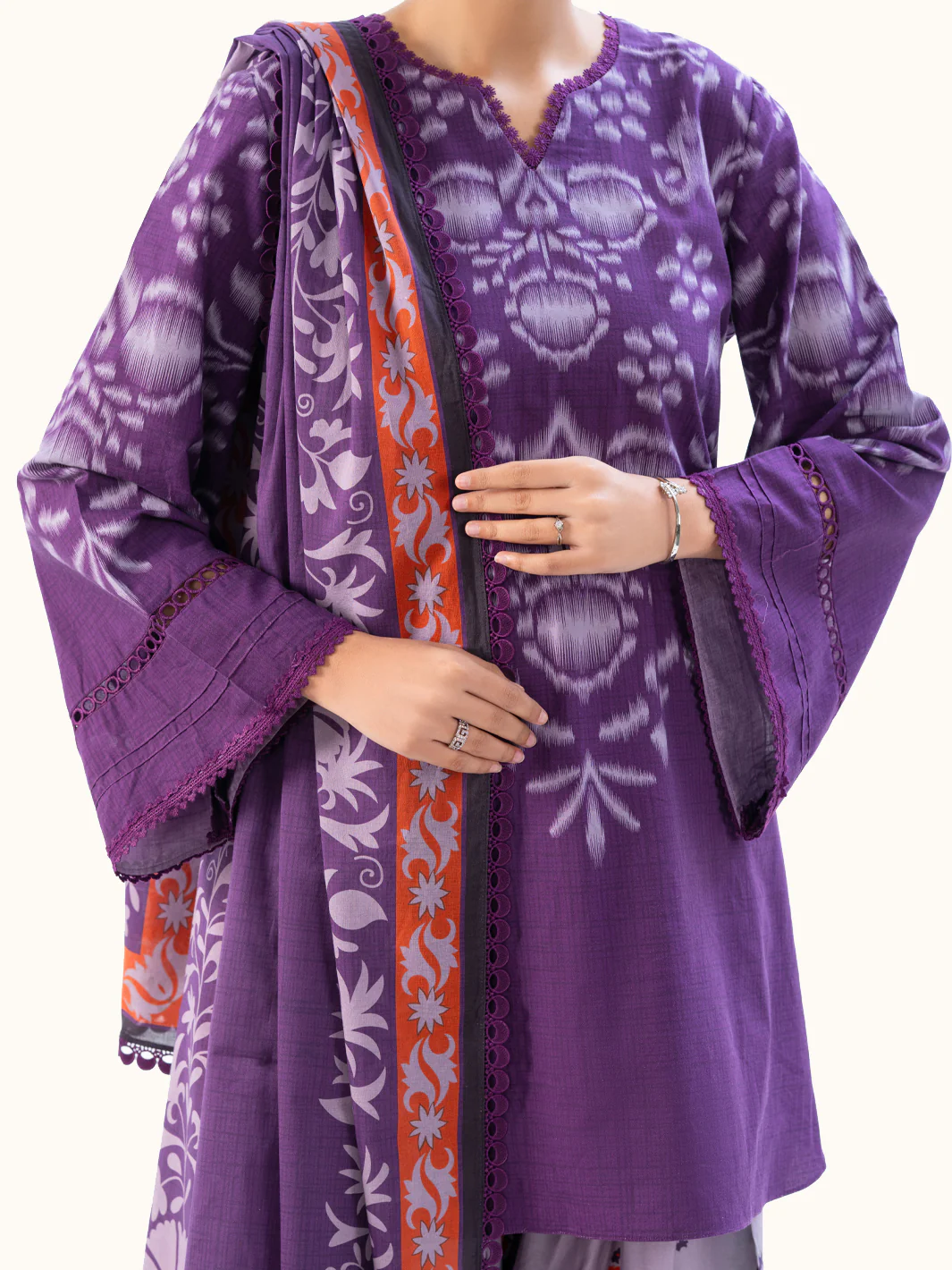 Plum Cambric 3Pc Unstitched - AWP-3PS-791 - Image 6