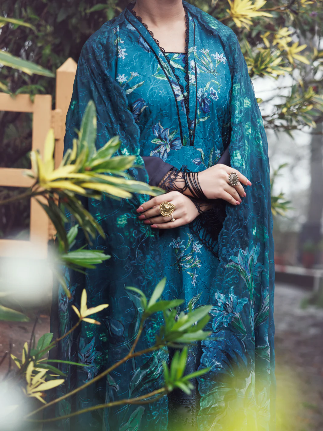 Teal Silk Lawn 3Pc Unstitched - AWP-3PS-794 - Image 2