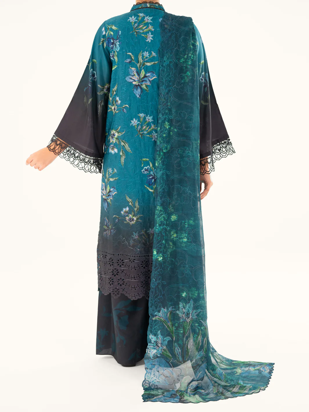 Teal Silk Lawn 3Pc Unstitched - AWP-3PS-794 - Image 5