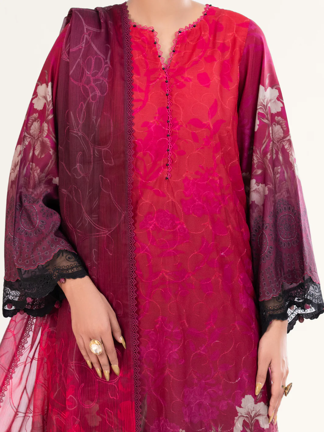 Maroon Poly-Lawn 3Pc Unstitched - AWP-3PS-795 - Image 3
