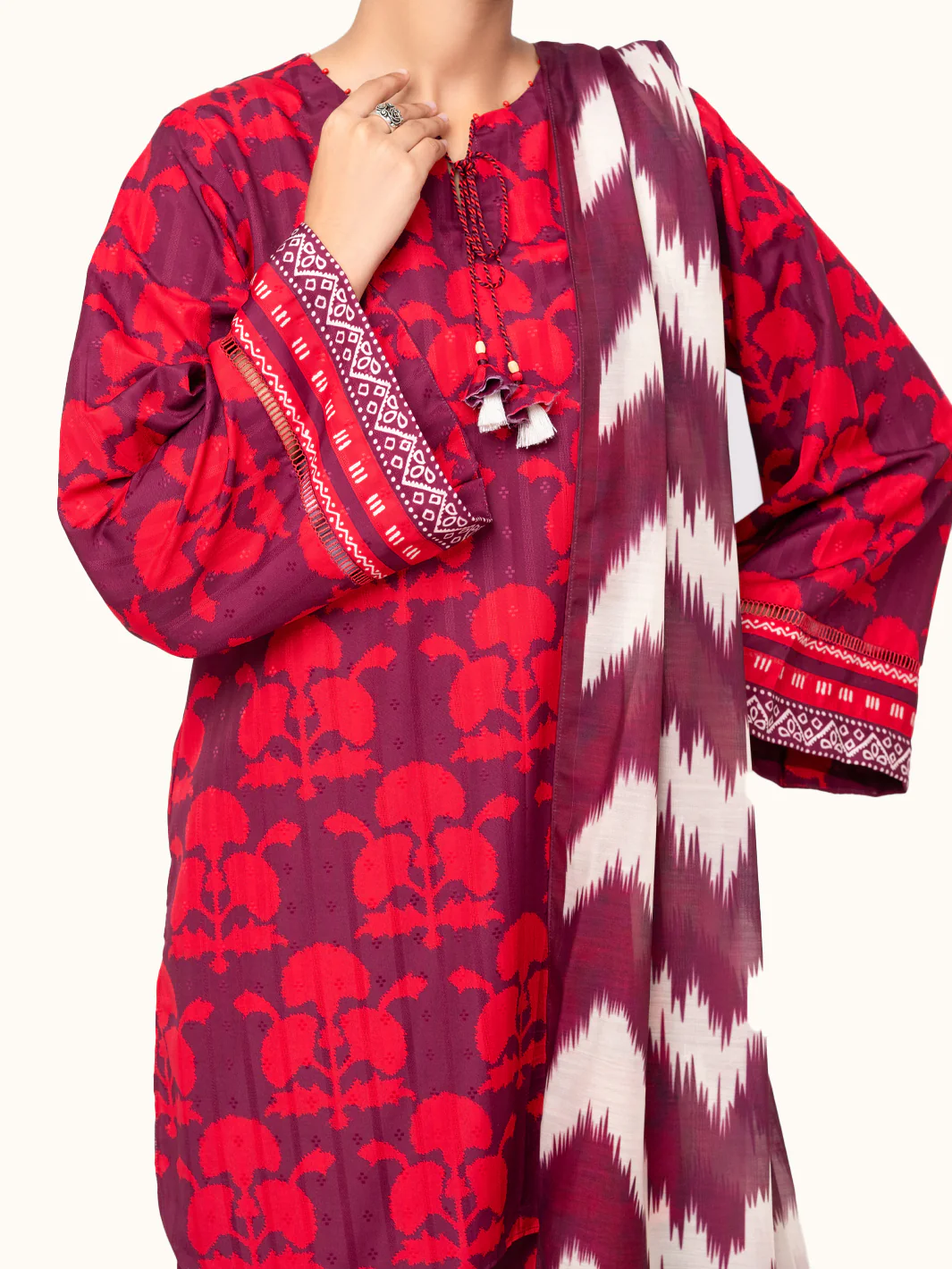 Plum Jacquard 3Pc Unstitched - AWP-3PS-801 - Image 3