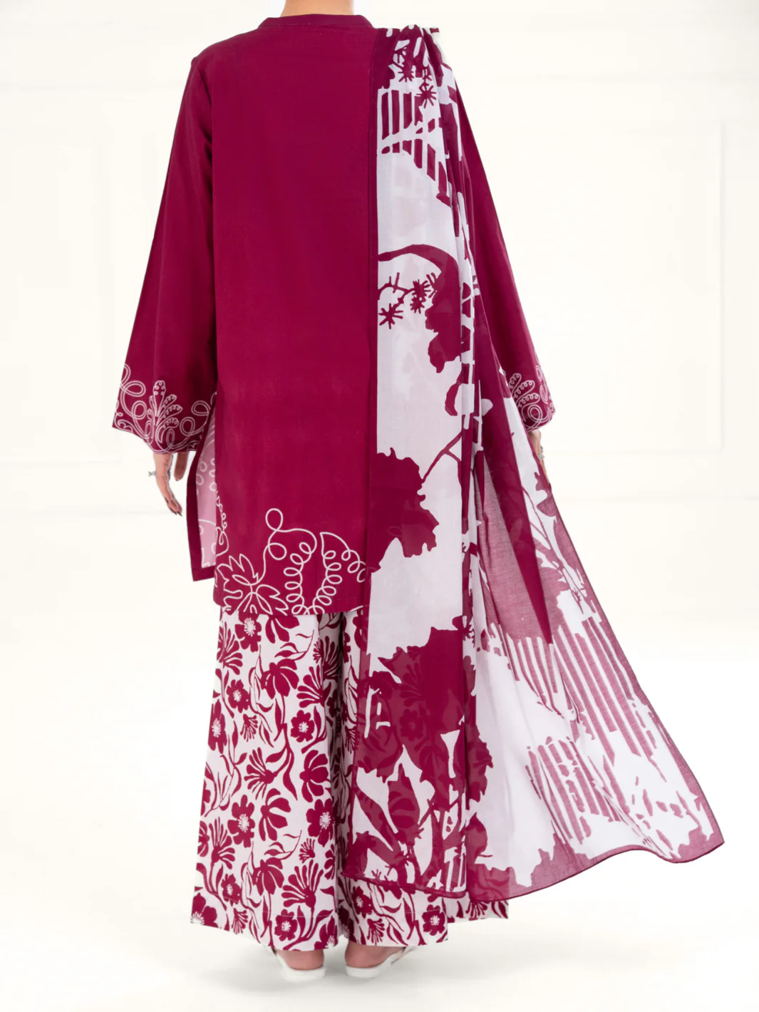 Maroon Lawn 3Pc Stitched - AWP-3PS-859 - Image 2