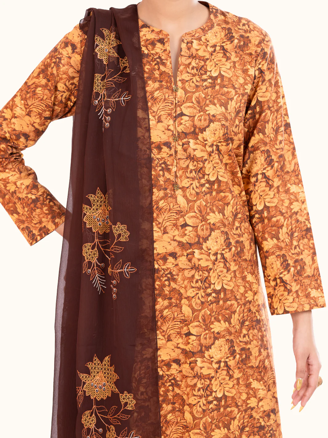 Brown Lawn 3Pc Stitched - AWP-3PS-862 - Image 2