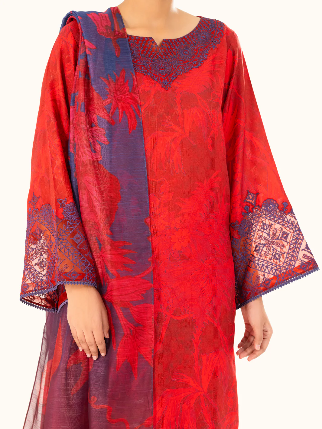 Red Swiss Jacquard 3Pc Stitched - AWP-3PS-867 - Image 2