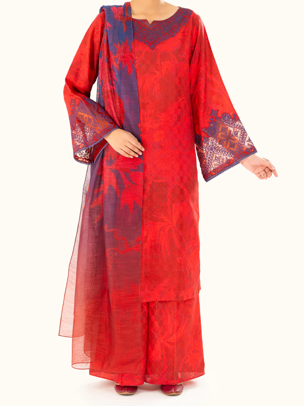 Red Swiss Jacquard 3Pc Stitched - AWP-3PS-867 - Image 5