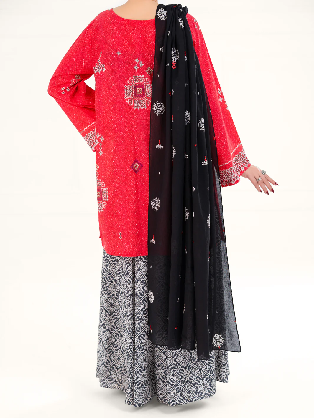 Red Cambric 3Pc Stitched - AWP-3PS-868 - Image 4