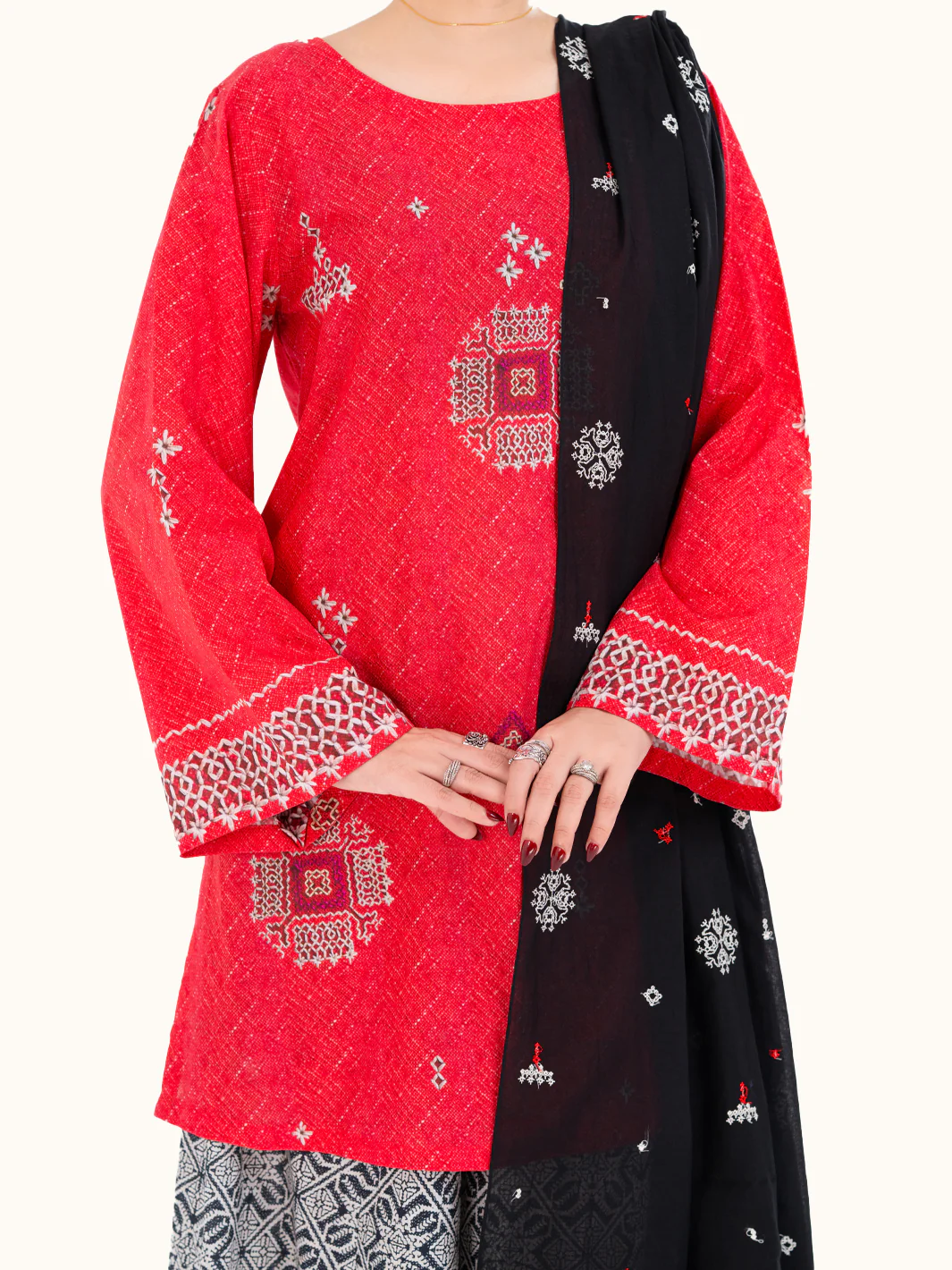Red Cambric 3Pc Stitched - AWP-3PS-868 - Image 6