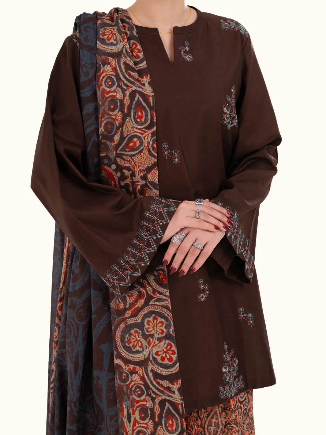Brown Cambric 3Pc Stitched - AWP-3PS-870 - Image 2