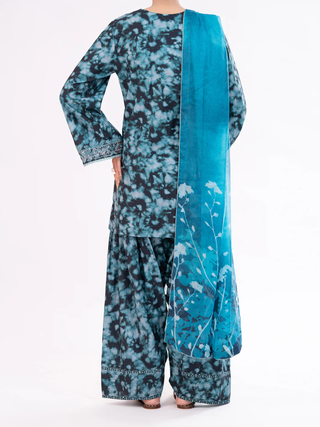 Teal Cambric 3Pc Unstitched - AWP-3PS-874 - Image 5