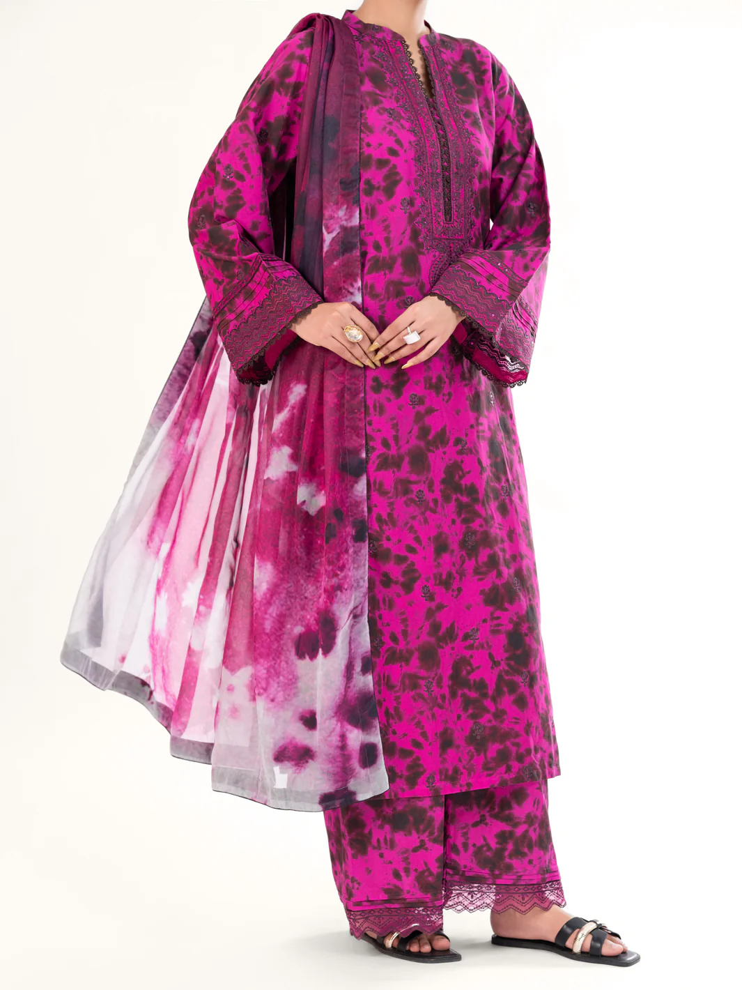 Fuchsia Cambric 3Pc Stitched - AWP-3PS-875 - Image 6