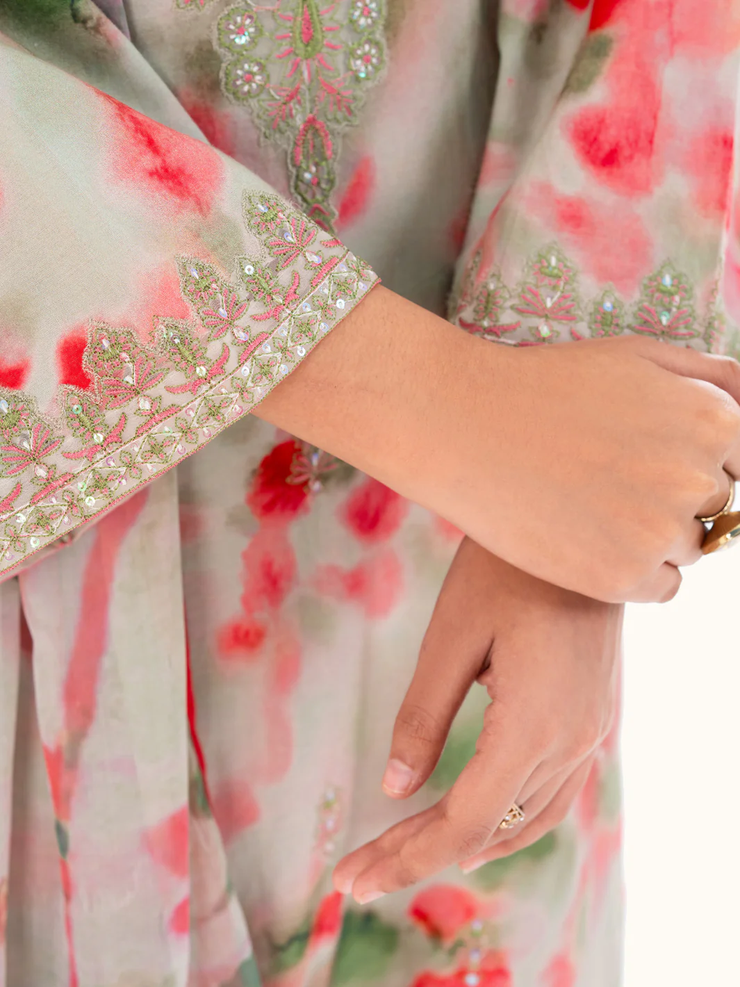 Light Green Cambric 3Pc Unstitched - AWP-3PS-876 - Image 4