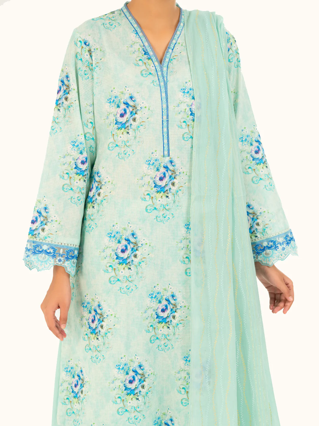 Ice Blue Dobby 3Pc Stitched - AWP-3PS-879 - Image 5