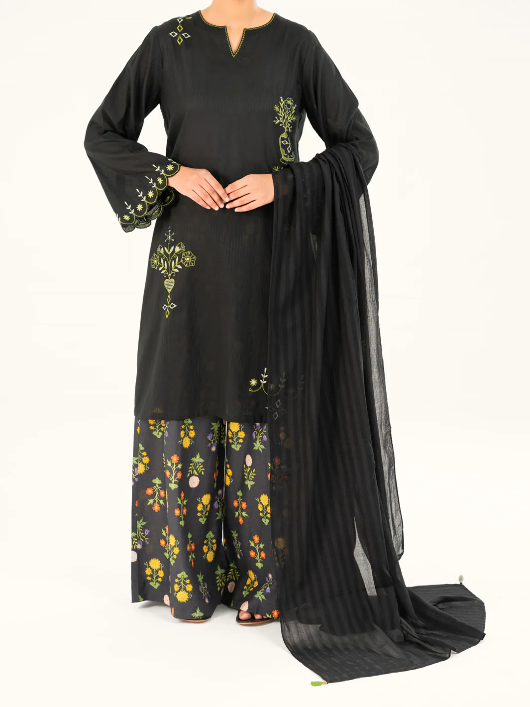 Black Dobby 3Pc Stitched - AWP-3PS-885 - Image 4