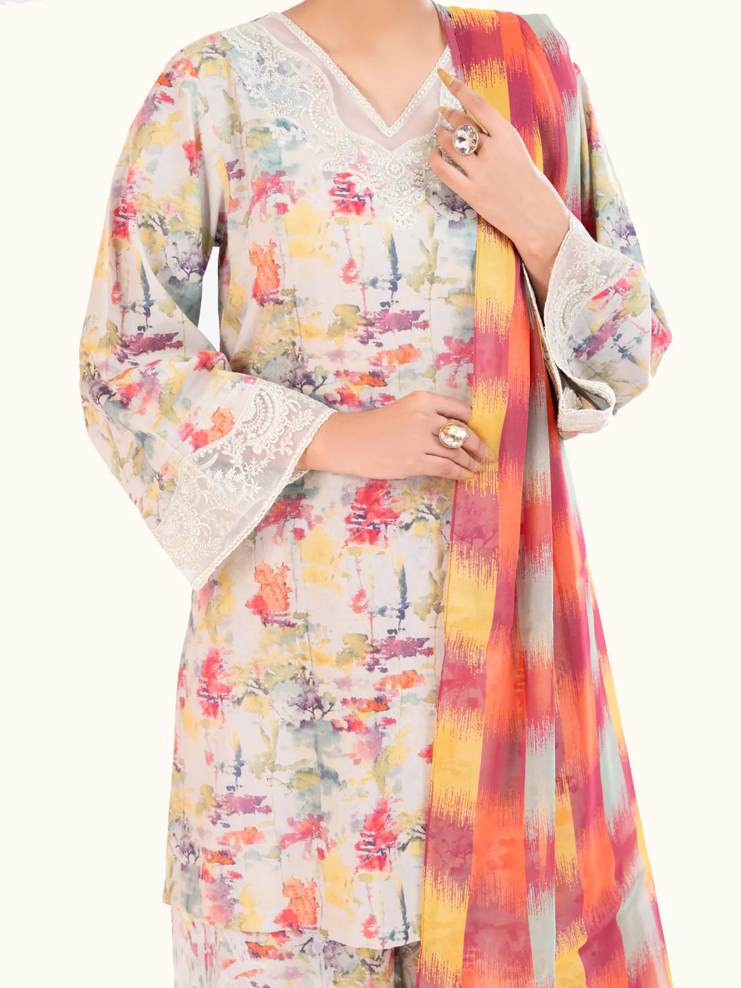 Multicolor Cambric 3Pc Stitched - AWP-3PS-888 - Image 2