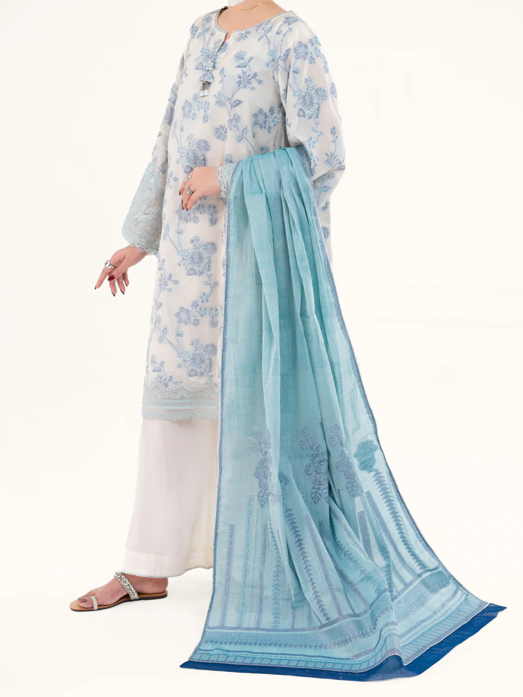 Off White Yarn Dyed 3Pc Stitched - AWP-3PS-928 - Image 5