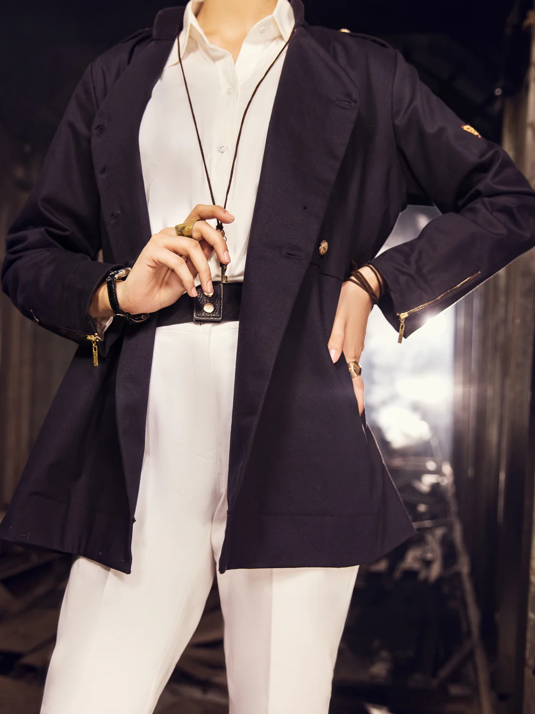 Navy Blue Twill Cotton Jacket - AWP-JT-381 - Image 2