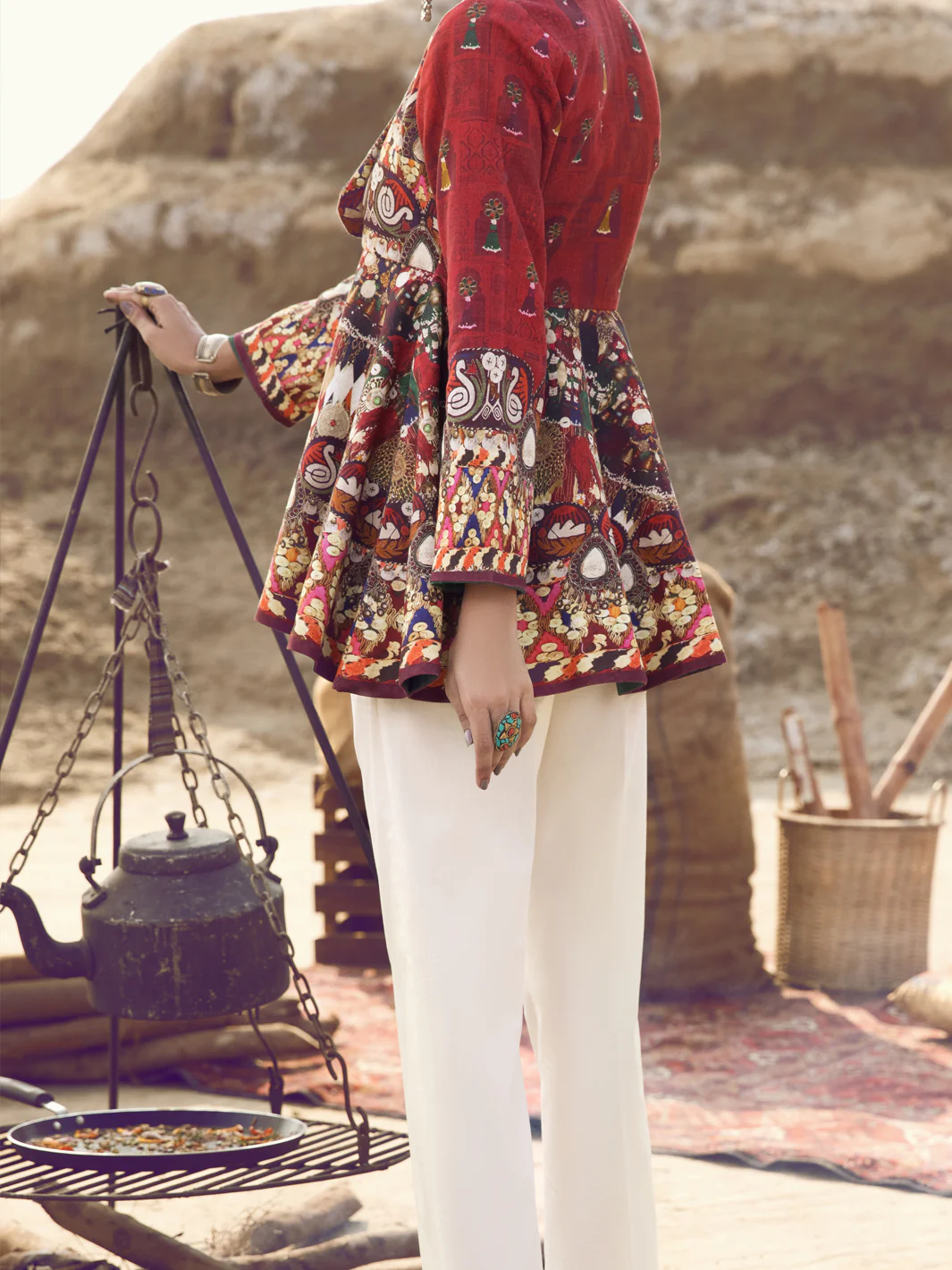 Red Khaddar Jacket - AWP-JT-393 - Image 3
