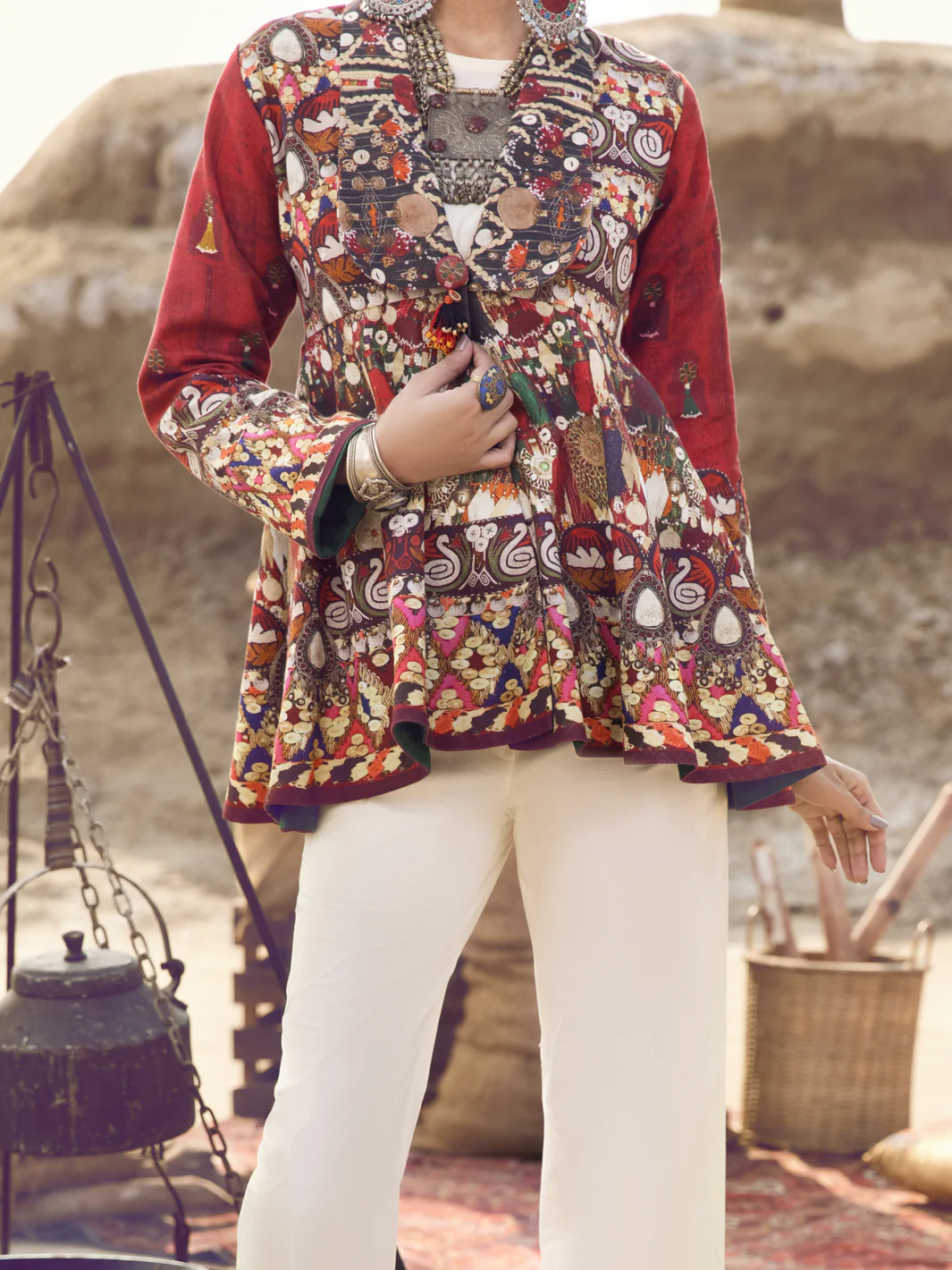 Red Khaddar Jacket - AWP-JT-393 - Image 4