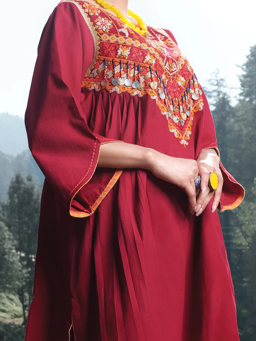 Maroon Karandi Tunic - AWP-LK-289 - Image 3