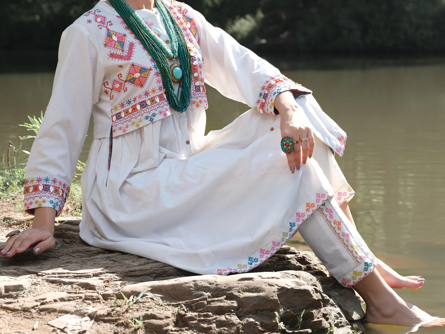 Off White Karandi Tunic - AWP-LK-290 - Image 3