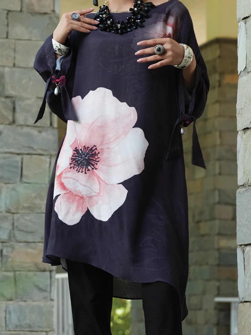 Black Silk Viscose Tunic - AWP-LK-291 - Image 3