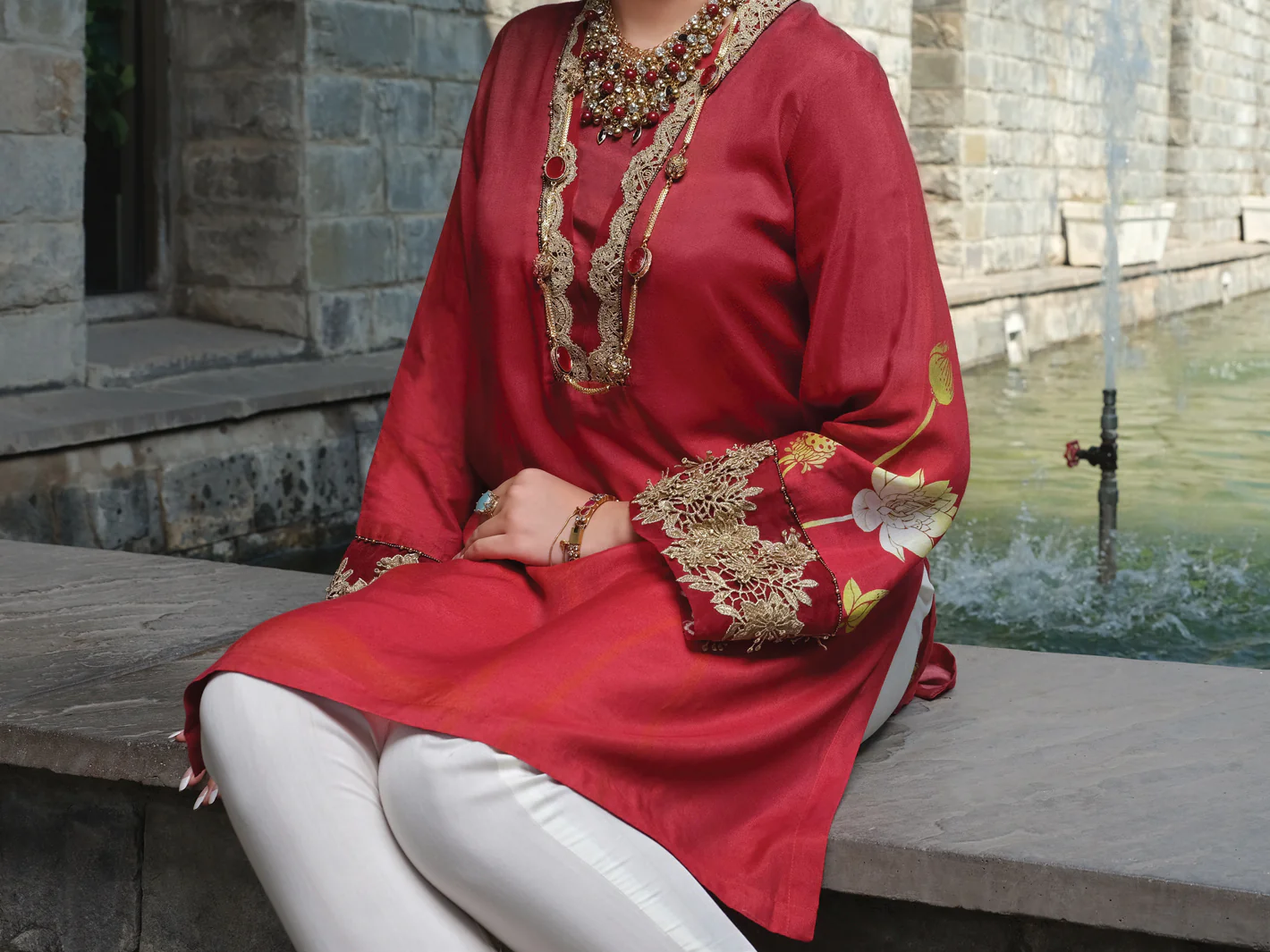 Red Silk Viscose Tunic - AWP-LK-293 - Image 3