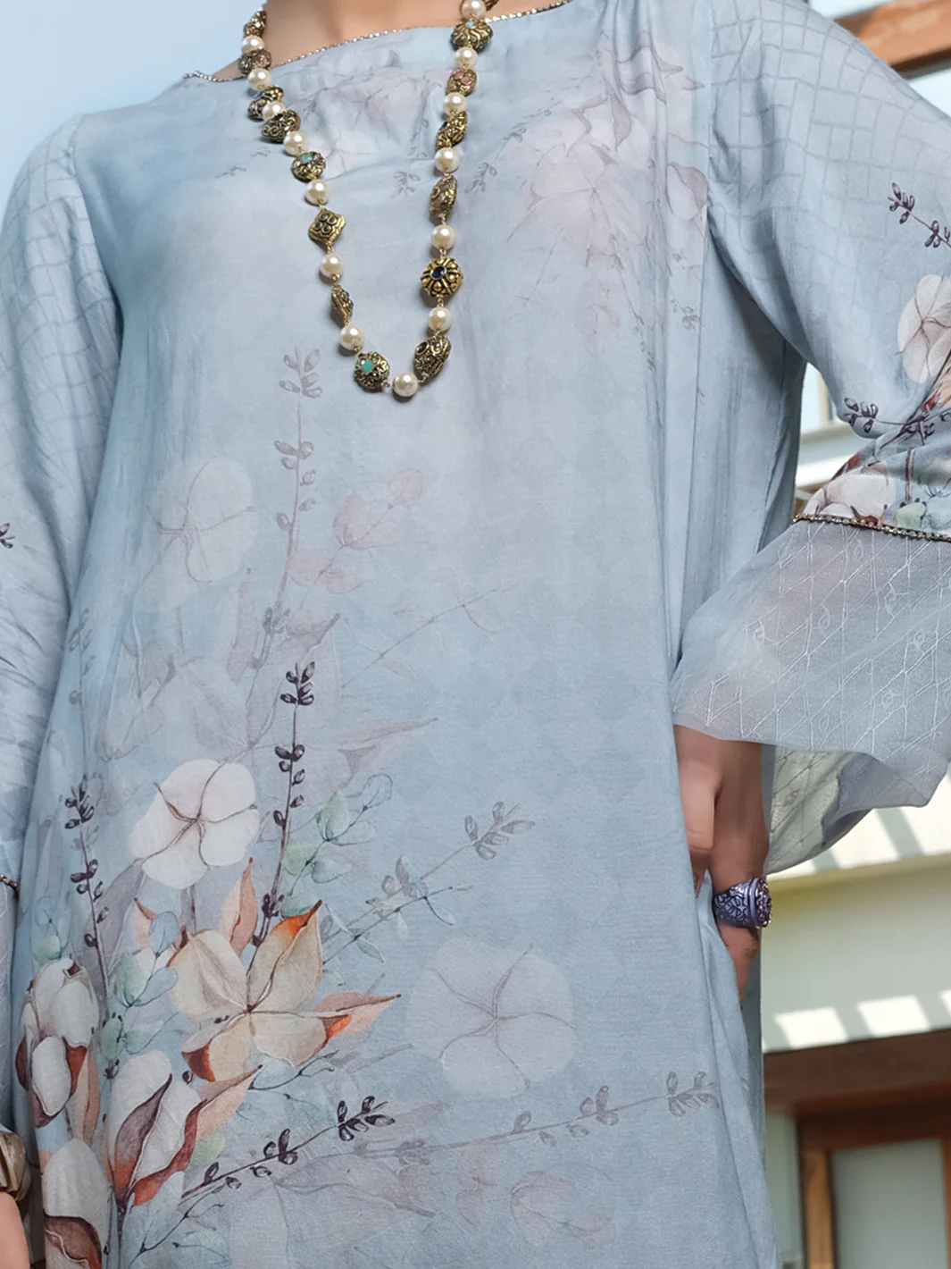 Light Grey Silk Viscose Tunic - AWP-LK-294 - Image 2