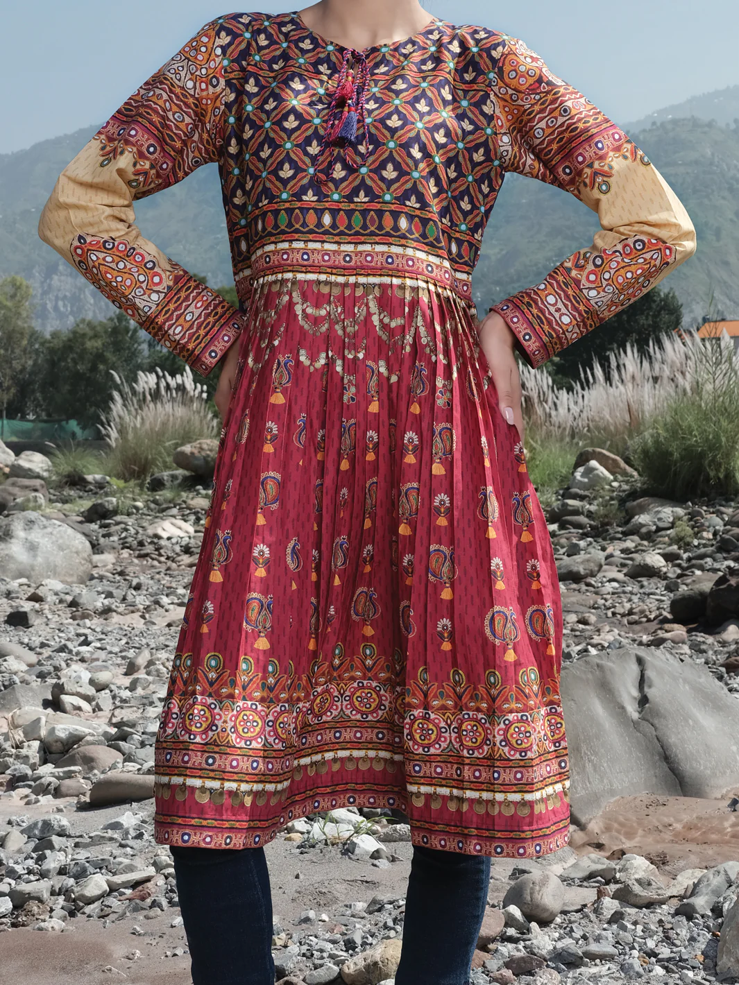 Maroon Cambric Tunic - AWP-LK-298