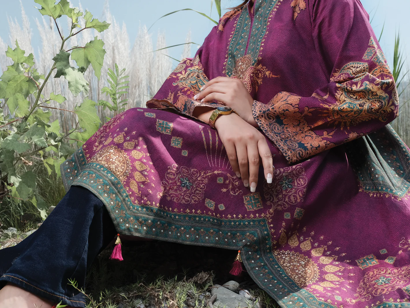 Purple Cambric Tunic - AWP-LK-299 - Image 3