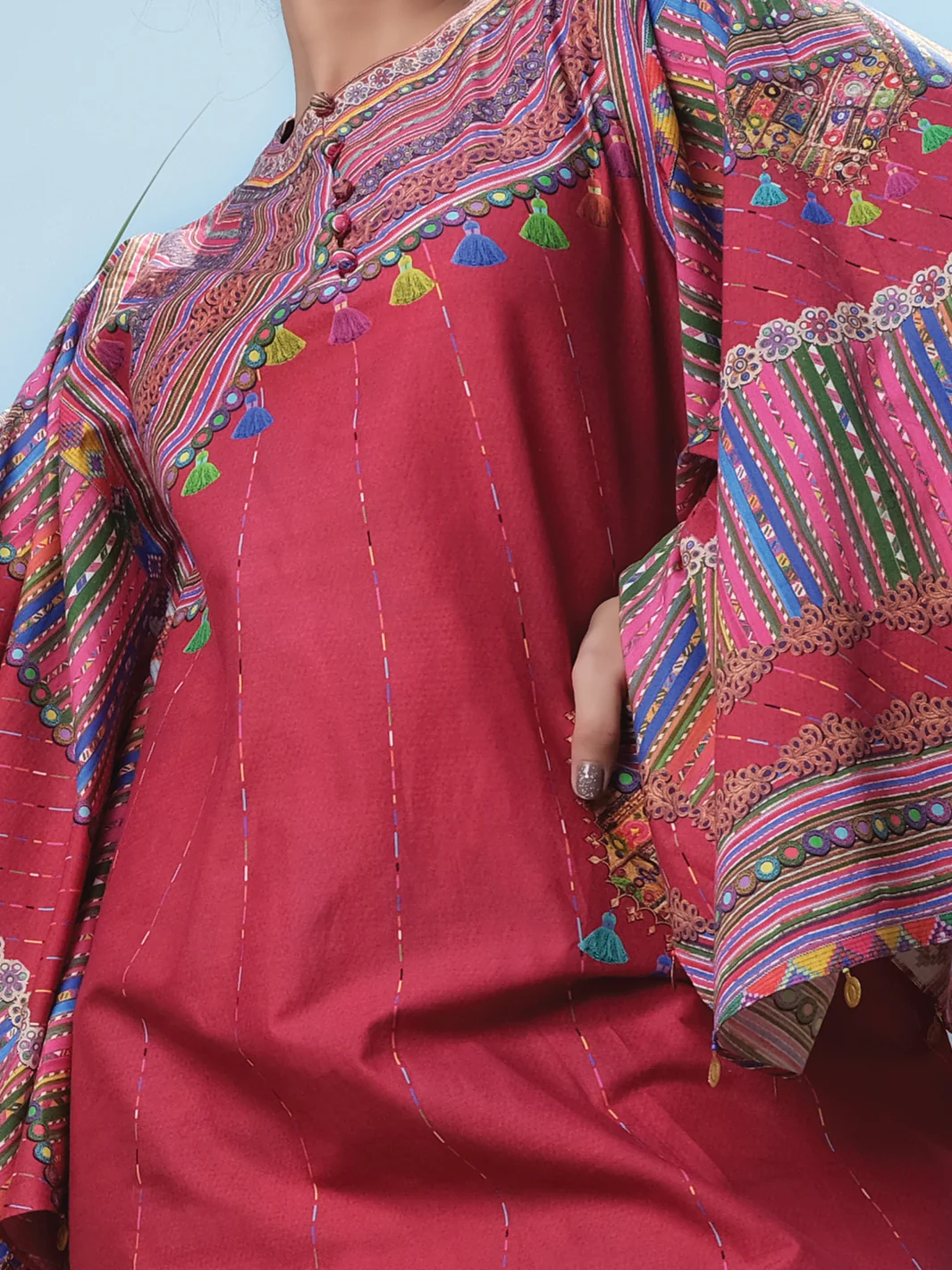 Red Cambric Tunic - AWP-LK-300 - Image 2